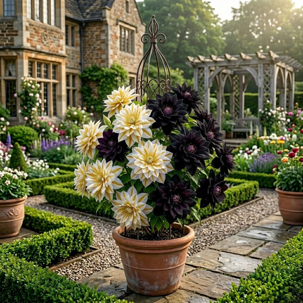 Clematis Cățărător Multicolor "Galben-Grena" la Ghiveci H 50cm+