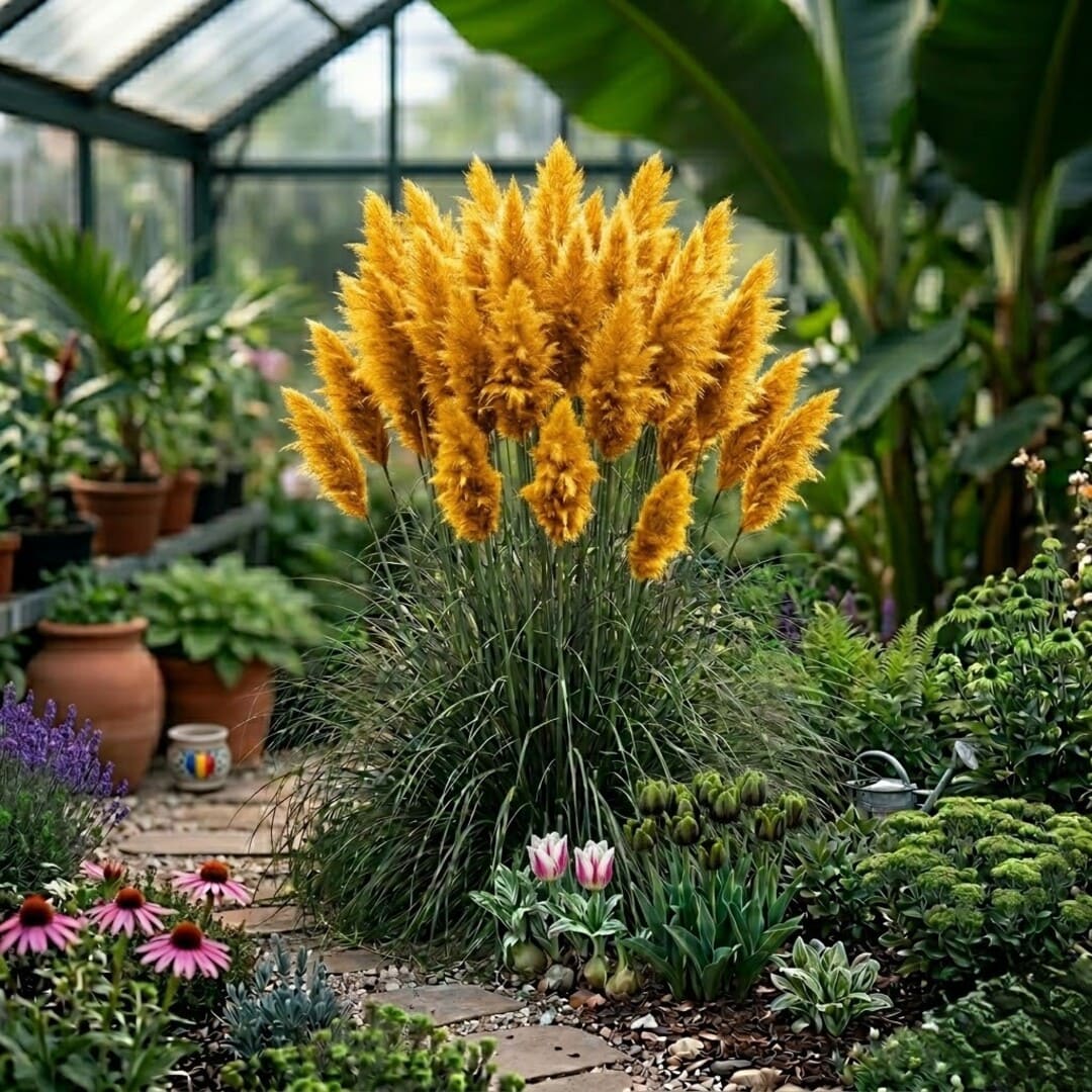Iarba de Pampas Galbena la Ghiveci, H 40cm+