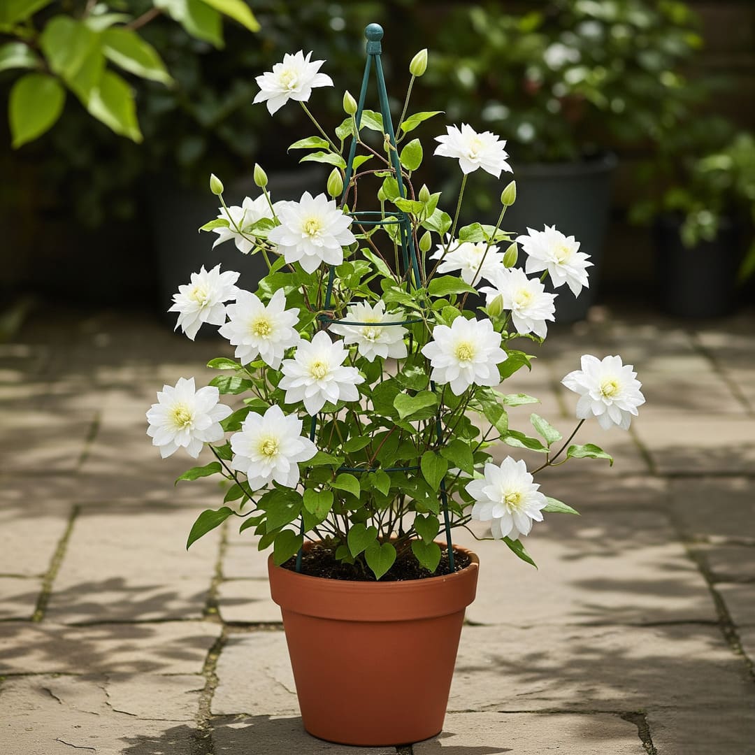 Clematis Cățărător Alb Batut la Ghiveci H 50cm+