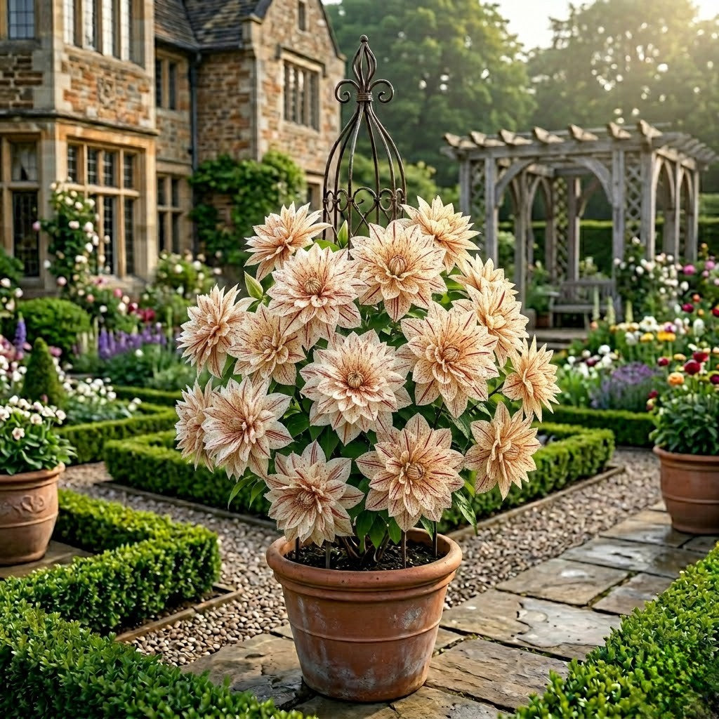 Clematis Cățărător Bicolor "Crem-Rosu" la Ghiveci H 50cm+