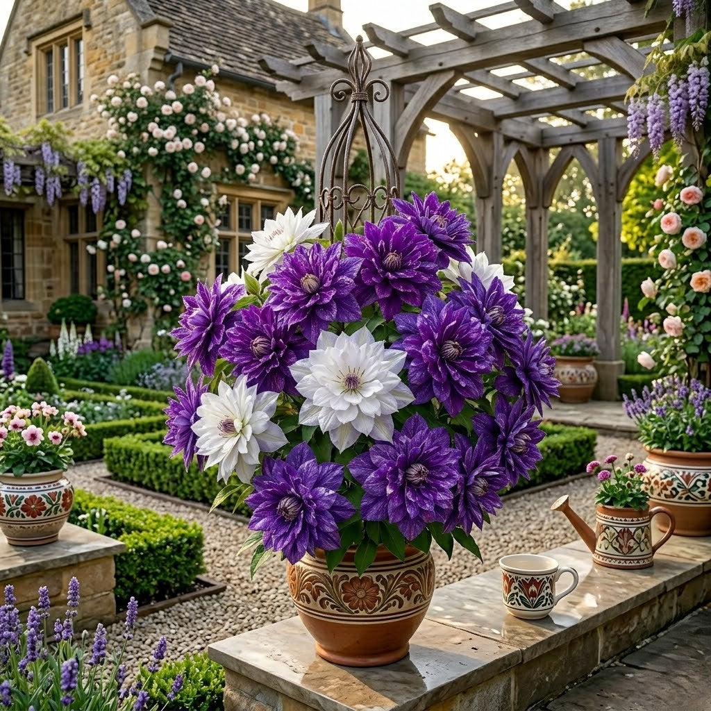 Clematis Cățărător Multicolor "Alb-Mov" la Ghiveci H 50cm+