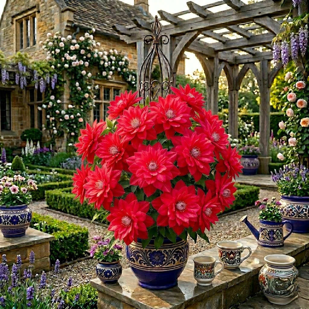 Clematis Cățărător Rosu Batut la Ghiveci H 50cm+