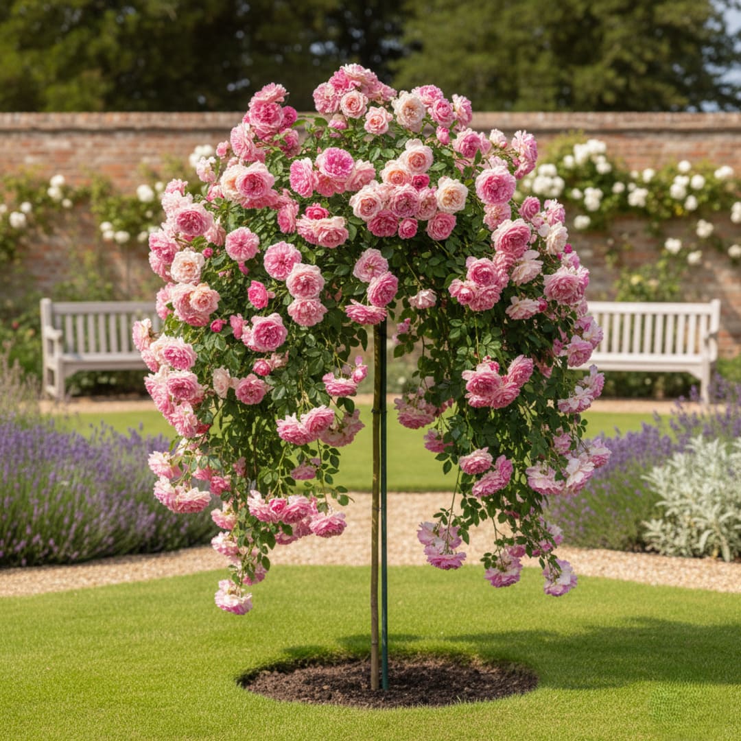 Trandafir Pomisor Curgator "Eden Rose" - H 150-160cm, Anul 4