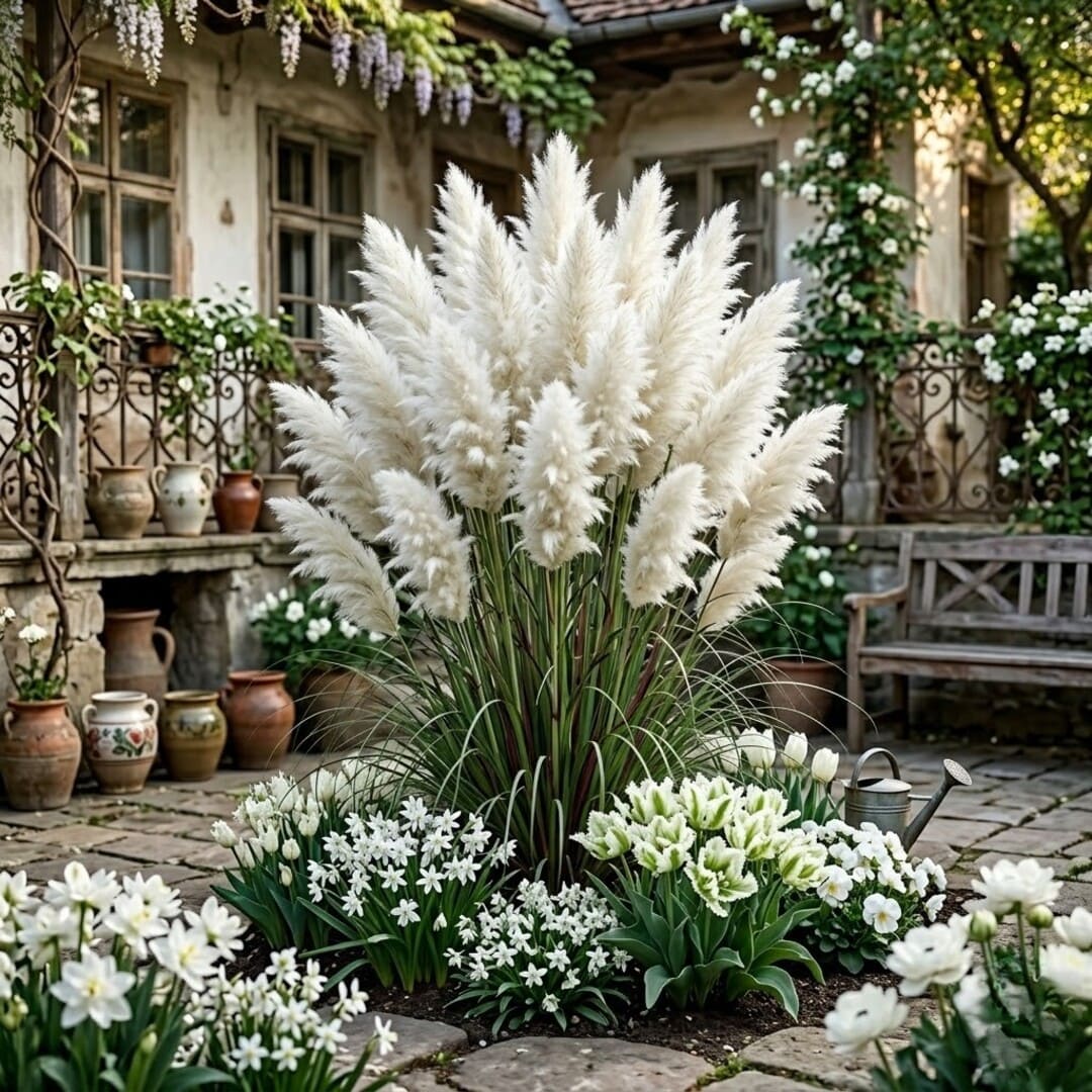 Iarba de Pampas Alba la Ghiveci, H 40cm+