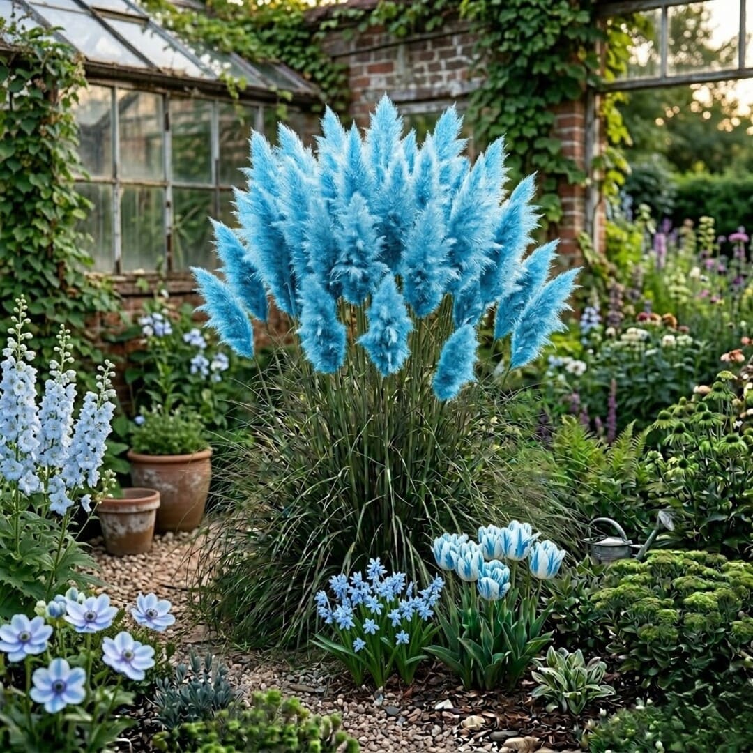 Iarba de Pampas Albastra la Ghiveci, H 40cm+