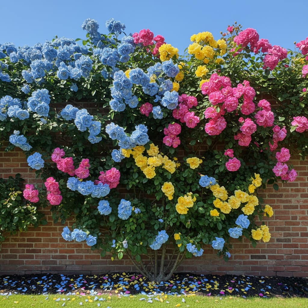 Trandafir Catarator Altoit Multicolor "Roz-Mov-Galben", Anul 4