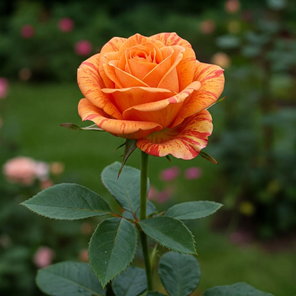 Trandafiri Parfumati de Lux "Soare Striat" - Ghiveci 3L, Anul 3