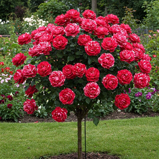 Trandafir Pomisor Rosu Striat - Ghiveci 5L - 140-160cm, Anul 3
